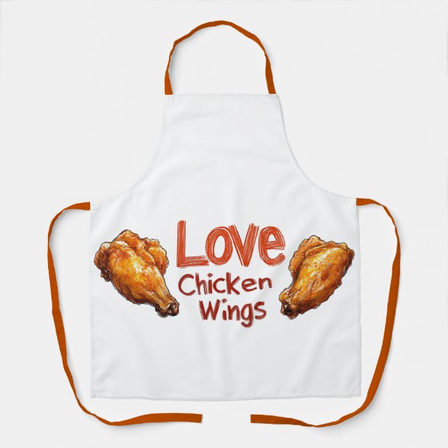 Love Chicken Wings  Perfect for Food & BBQ Lovers Apron (Front)
