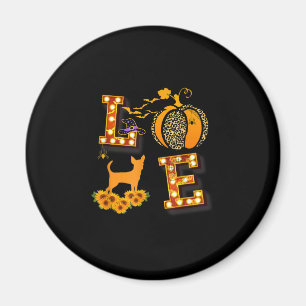 Love Chihuahua Leopard Print Pumpkin Halloween Magnet