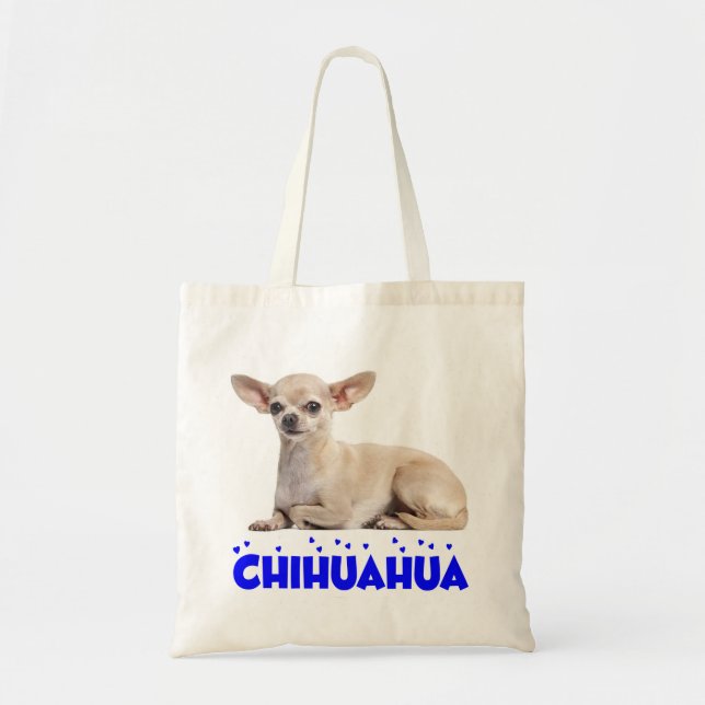 Love Chihuahua Puppy Dog Blue Heart Tote Bag (Front)