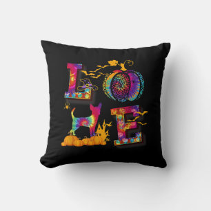 Love Chihuahua Tie Dye Pumpkin Halloween Costume Cushion