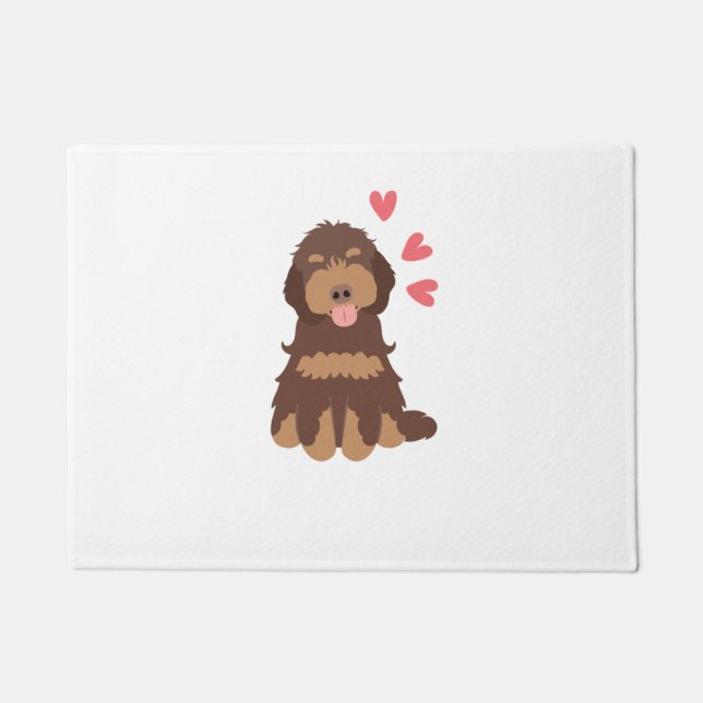 Love Chocolate Phantom Cockapoo Cavapoo Dog Doormat (Front)