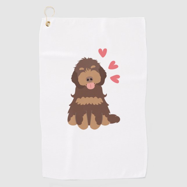 Love Chocolate Phantom Cockapoo Cavapoo Dog Golf Towel (Front)