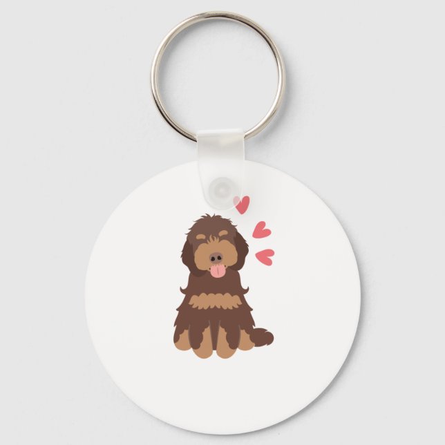 Love Chocolate Phantom Cockapoo Cavapoo Dog Key Ring (Front)