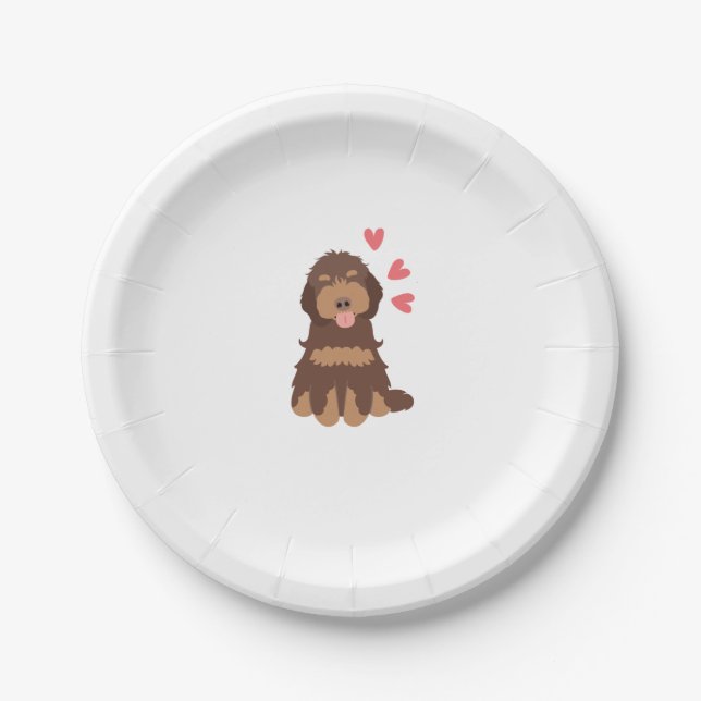 Love Chocolate Phantom Cockapoo Cavapoo Dog Paper Plate (Front)