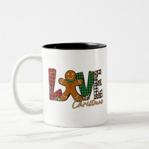 Love Christmas Gingerbread Family Xmas Holiday Two-Tone Coffee Mug