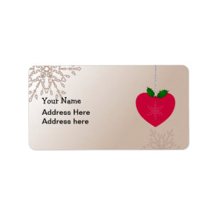 Love Christmas, heart shape with snowflakes Label