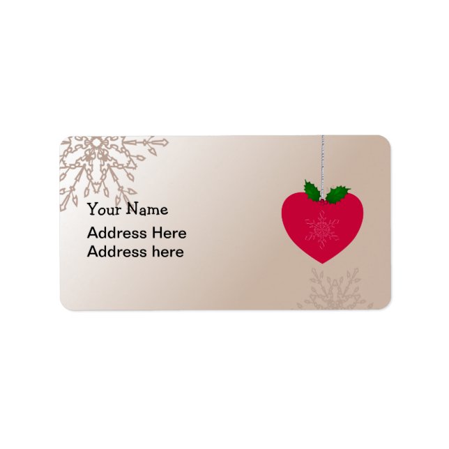 Love Christmas, heart shape with snowflakes Label (Front)