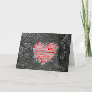 Love Christmas Holidays Red Heart Winter Snow Card