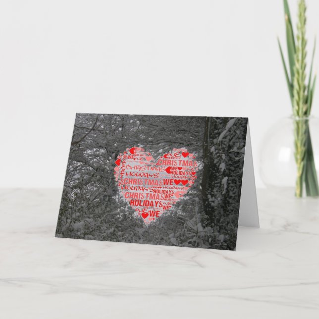Love Christmas Holidays Red Heart Winter Snow Card (Front)