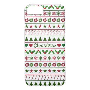 Love Christmas Motifs Pattern Green White Red iPhone 8/7 Case