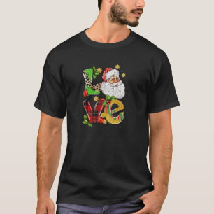 Love Christmas Santa Hat Western Leopard Print Xma T-Shirt