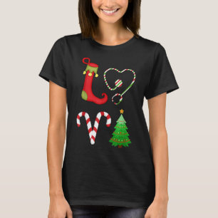 Love christmas Stethoscope Nurse Tree ELF Candy Xm T-Shirt