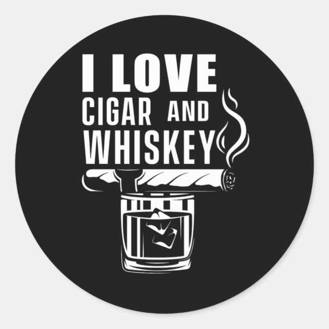 Love Cigar Whiskey Humidor Cigars Lover Gift Classic Round Sticker (Front)