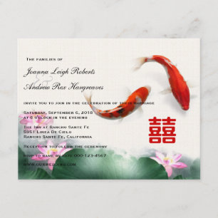 Love Circles   Lotus Koi Double Happiness Wedding Invitation