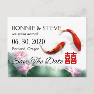 Love Circles | Lotus Koi Double XI Save The Date Announcement Postcard