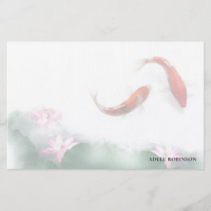 Love Circles Lotus Koi Orient Harmony Personalised Stationery