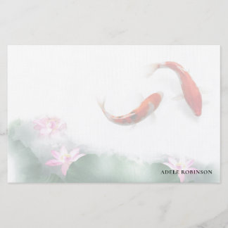 Love Circles Lotus Koi Orient Harmony Personalised Stationery