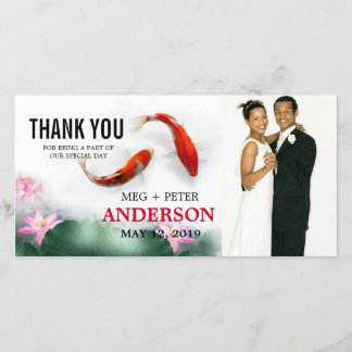 Love Circles | Lotus Koi Wedding Photo Thank You Card