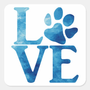 Love Classic Bright Blue Square Sticker