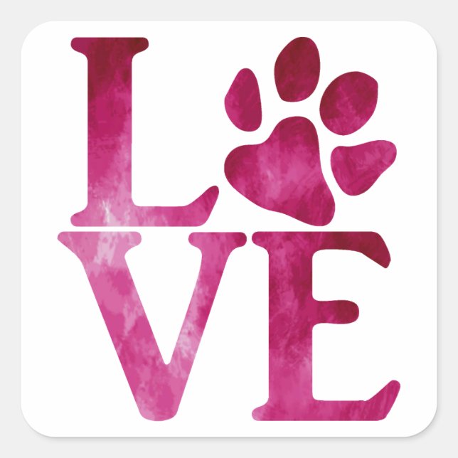 Love Classic Bright Pink Square Sticker (Front)