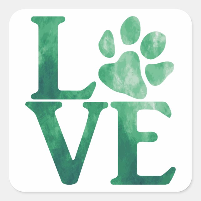 Love Classic Green Square Sticker (Front)