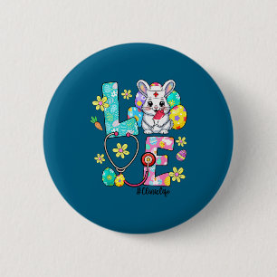 Love clinic life bunny stethoscope easter 6 cm round badge