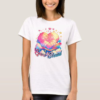 Love Cloud – Whimsical Heart and Cloud Design T-Shirt