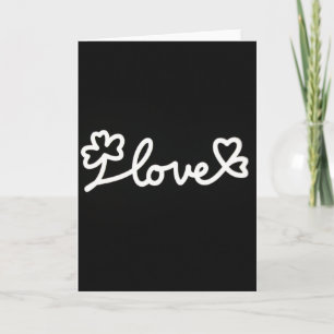 Love Clover Heart White Script Card