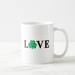 LOVE Clover Shamrock Ireland Irish Elegant Minimal Coffee Mug