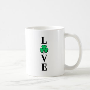 LOVE Clover Shamrock Ireland Irish Elegant Minimal Coffee Mug