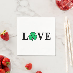 LOVE Clover Shamrock Ireland St Patrick text based Napkin