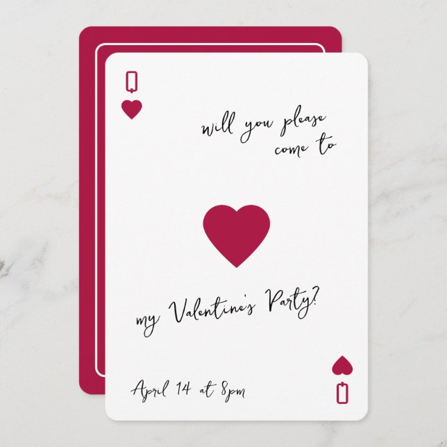 Love Club Ace Of Hearts Card Valentines Invitation (Front/Back)