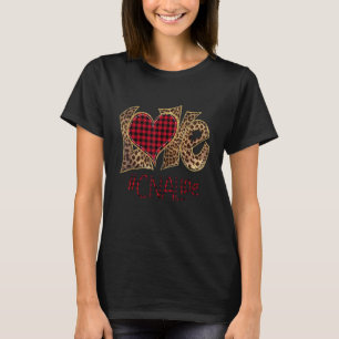 LOVE CNA Life Leopard Plaid Valentine Day Nursing  T-Shirt