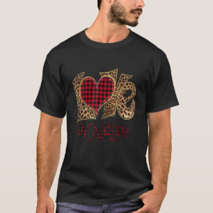 LOVE CNA Life Leopard Plaid Valentine Day Nursing  T-Shirt