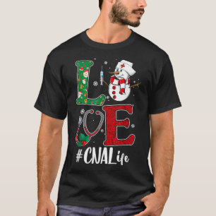 Love CNA Life Stethoscope Snowman Christmas Vaccin T-Shirt