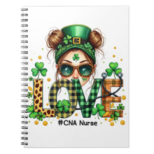 Love CNA Nurse HealthCare St Patrick's Day Notebook