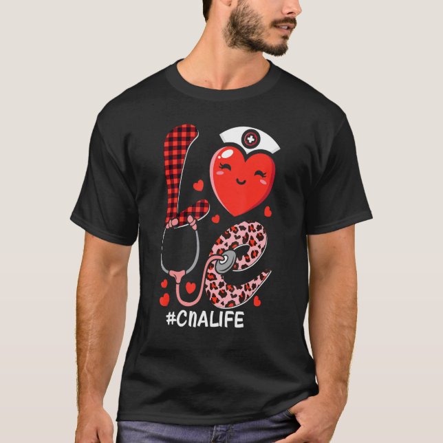 Love CNA Valentines Day Scrub Valentine RN ICU ER  T-Shirt (Front)