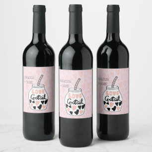 love cocktail monogram valentines wine bottle labe label