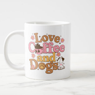 Love Coffee and Dogs Retro Large Coffee Mug