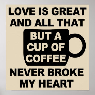 Love Coffee Break My Heart Poster