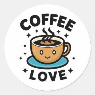 Love Coffee Classic Round Sticker
