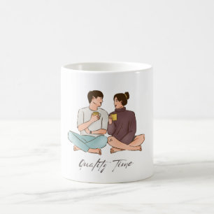 Love & Coffee Couple Mug – Quality Time Illustrati