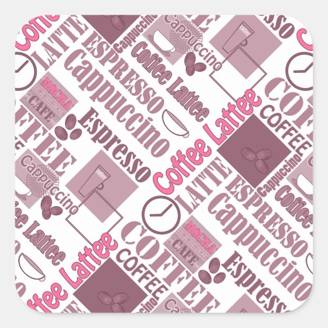 Love coffee square sticker (Front)