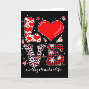 Love College Teacher Valentines Day Leopard Buffal Card