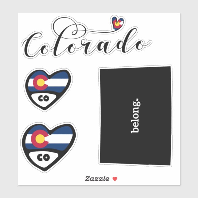 Love Colorado 3 Different Designs Die Cut Stickers (Sheet)