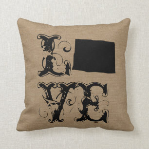 Love Colorado state rustic chic burlap vintage Cushion