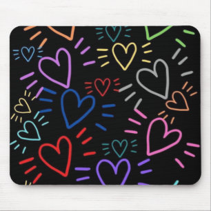 Love Colored Hearts Mouse Mat