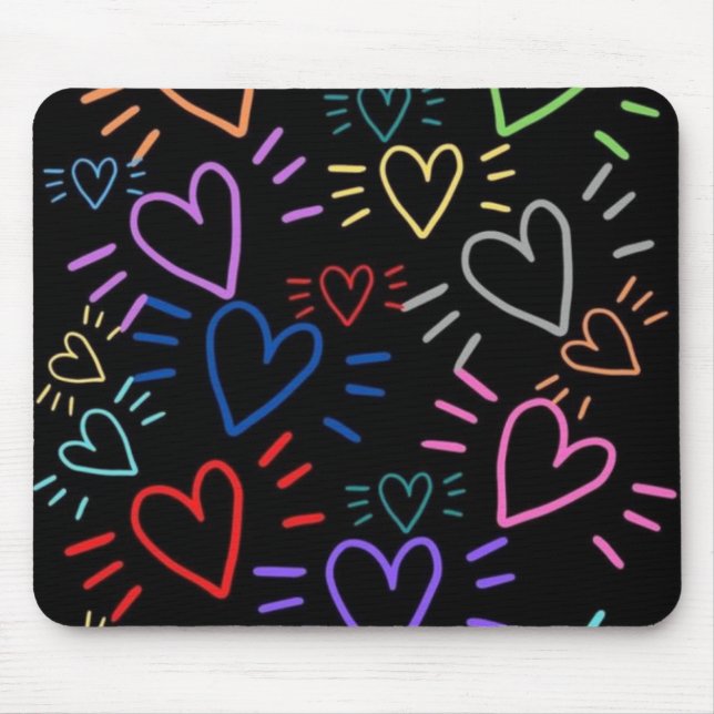 Love Colored Hearts Mouse Mat (Front)