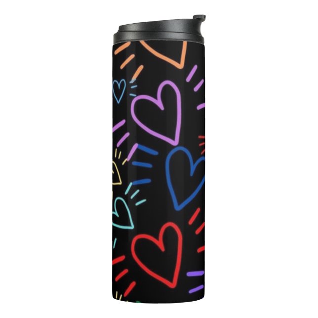Love Colored Hearts Thermal Tumbler (Rotated Left)