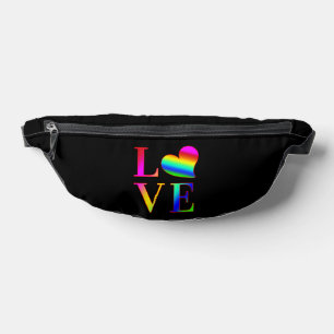 LOVE COLORFUL TYPOGRAPHY RAINBOW HEART BUM BAGS